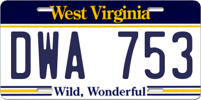 WV license plate DWA753