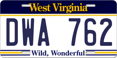 WV license plate DWA762