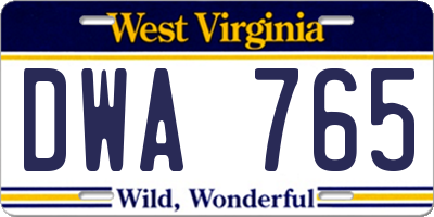 WV license plate DWA765