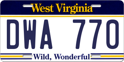 WV license plate DWA770