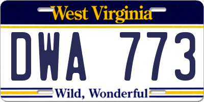WV license plate DWA773