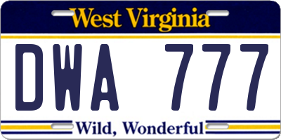 WV license plate DWA777