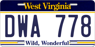 WV license plate DWA778