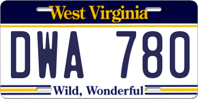 WV license plate DWA780