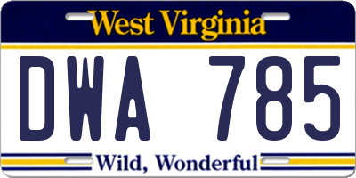 WV license plate DWA785