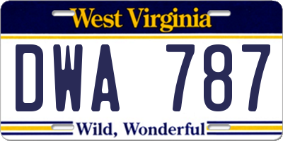 WV license plate DWA787