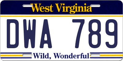 WV license plate DWA789