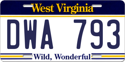 WV license plate DWA793