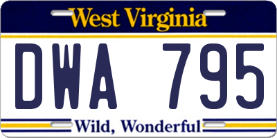 WV license plate DWA795