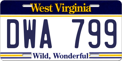 WV license plate DWA799