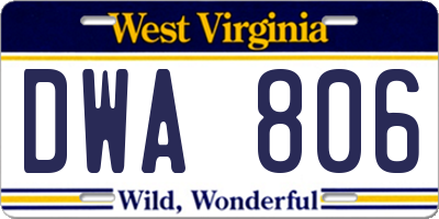 WV license plate DWA806