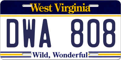 WV license plate DWA808