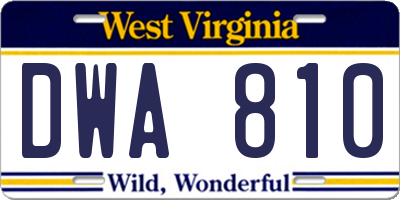 WV license plate DWA810