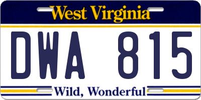 WV license plate DWA815