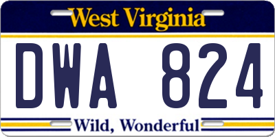 WV license plate DWA824