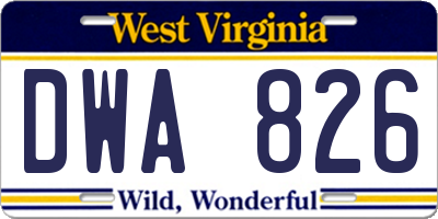 WV license plate DWA826