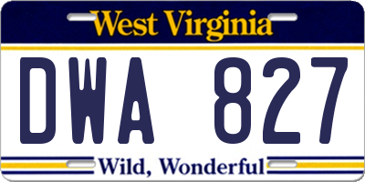 WV license plate DWA827