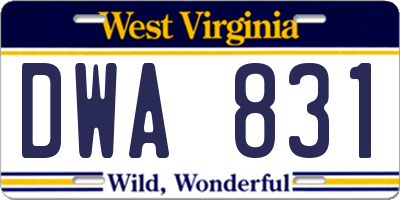 WV license plate DWA831