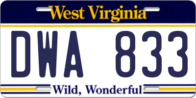 WV license plate DWA833