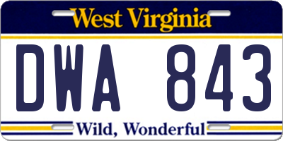 WV license plate DWA843