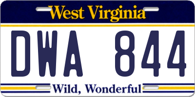 WV license plate DWA844