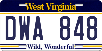 WV license plate DWA848