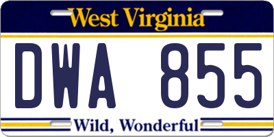 WV license plate DWA855