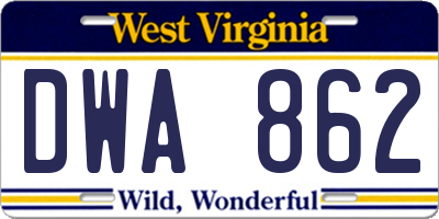 WV license plate DWA862