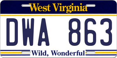 WV license plate DWA863