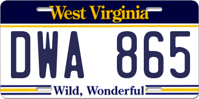WV license plate DWA865