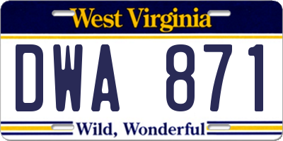 WV license plate DWA871