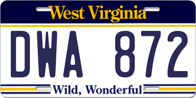WV license plate DWA872