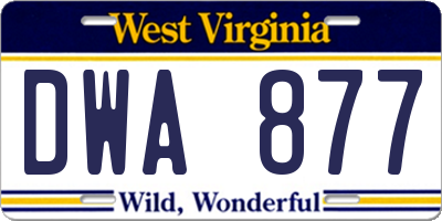 WV license plate DWA877