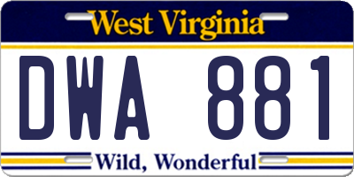WV license plate DWA881