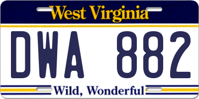 WV license plate DWA882