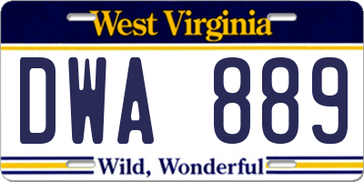 WV license plate DWA889