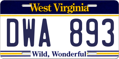 WV license plate DWA893