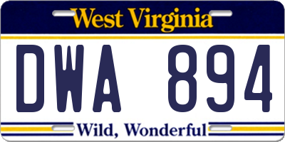 WV license plate DWA894