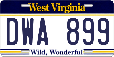WV license plate DWA899