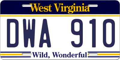 WV license plate DWA910