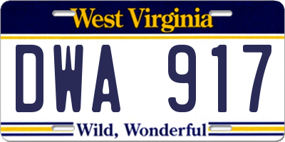 WV license plate DWA917