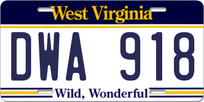 WV license plate DWA918