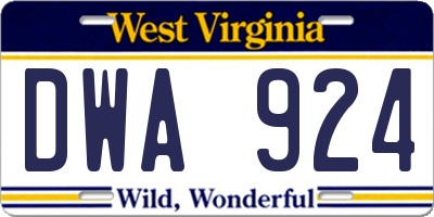 WV license plate DWA924