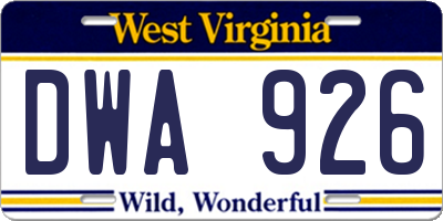 WV license plate DWA926