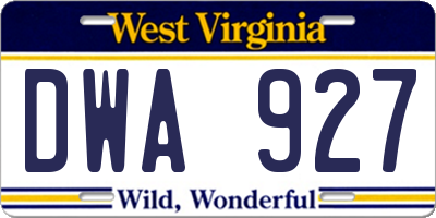 WV license plate DWA927