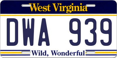 WV license plate DWA939