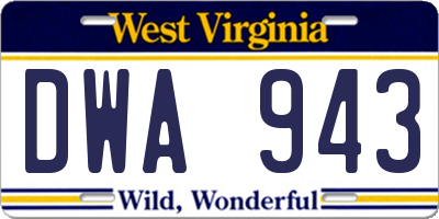 WV license plate DWA943