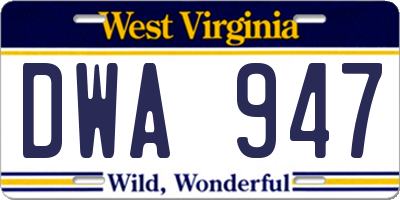 WV license plate DWA947
