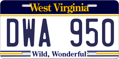 WV license plate DWA950