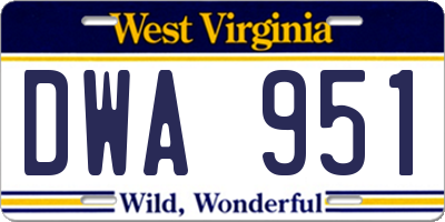 WV license plate DWA951